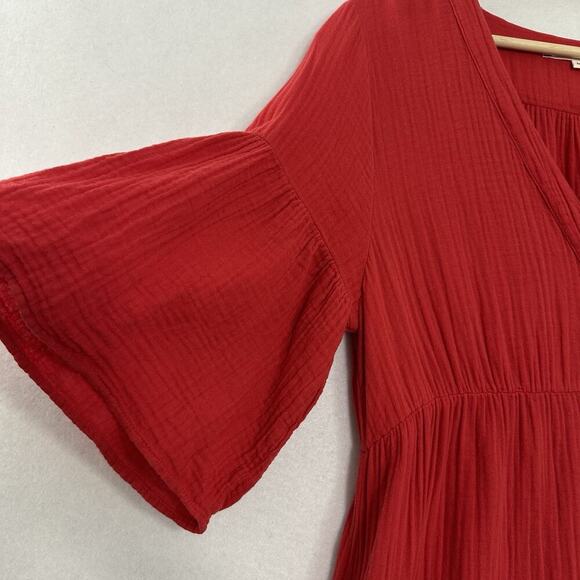 Xirena Kendall Midi Dress Women Medium Red Gauzy Pockets Relaxed Fit Slight Fade - Picture 5 of 16